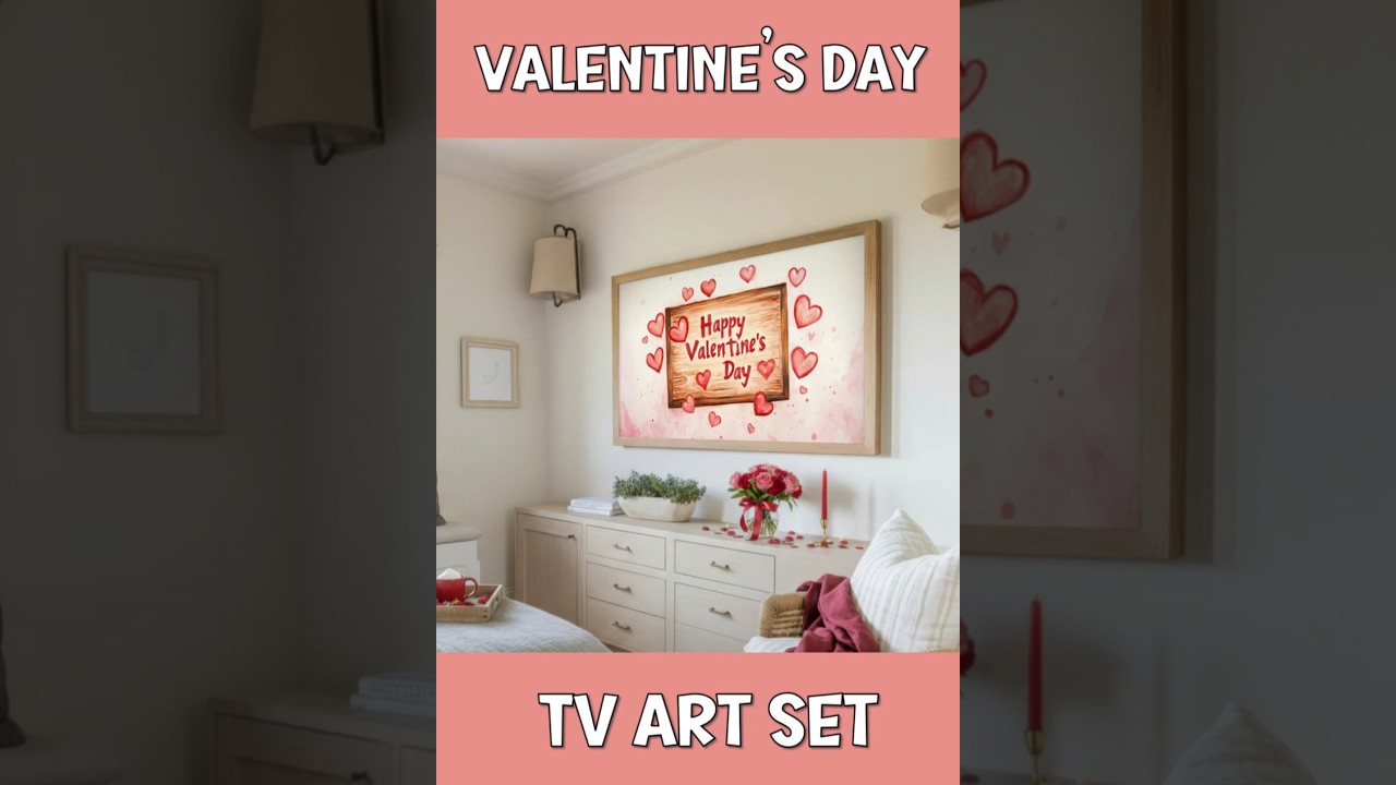 2026 01 13   4 Embroidered Abstract Red Roses Purple Pink Hearts Tree Love Romance Frame TV Art Set