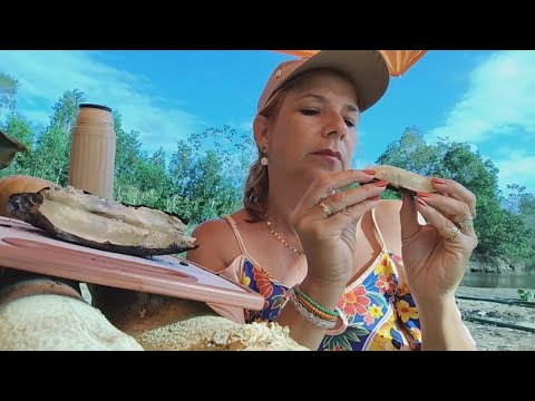 ACAMPAMENTO no Rio, saída de casa, batata, cebola e jiló assado, peixe frito e peixe gigante.