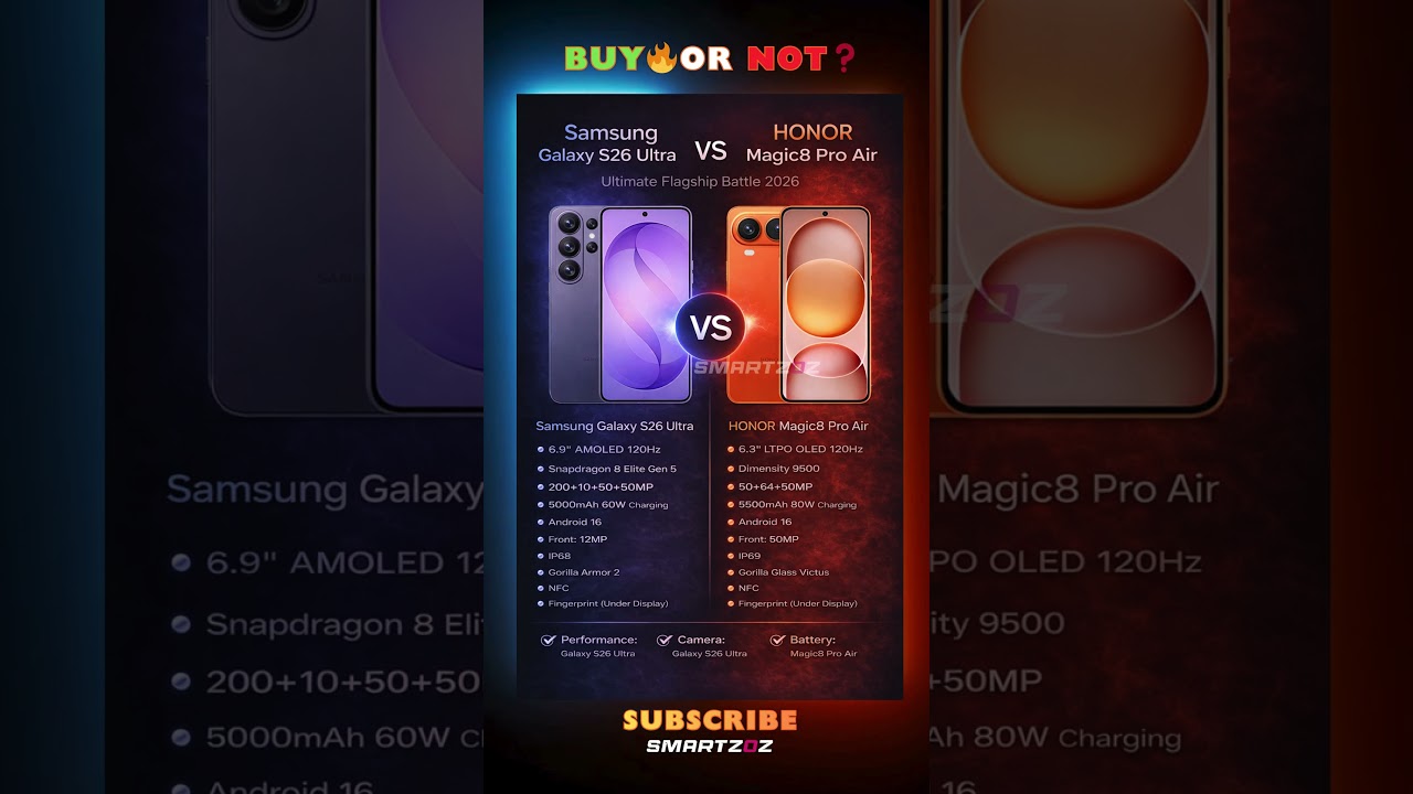 Samsung S26 Ultra vs Honor Magic8 Pro Air ⚔️ Ultimate Flagship Battle 🔥📱