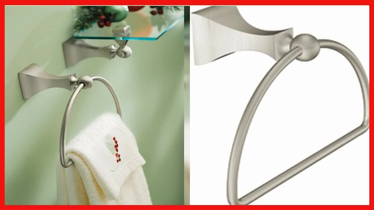 Moen DN8386BN Retreat Collection Bathroom Hand Towel Ring with Hardware, Brushed Nickel