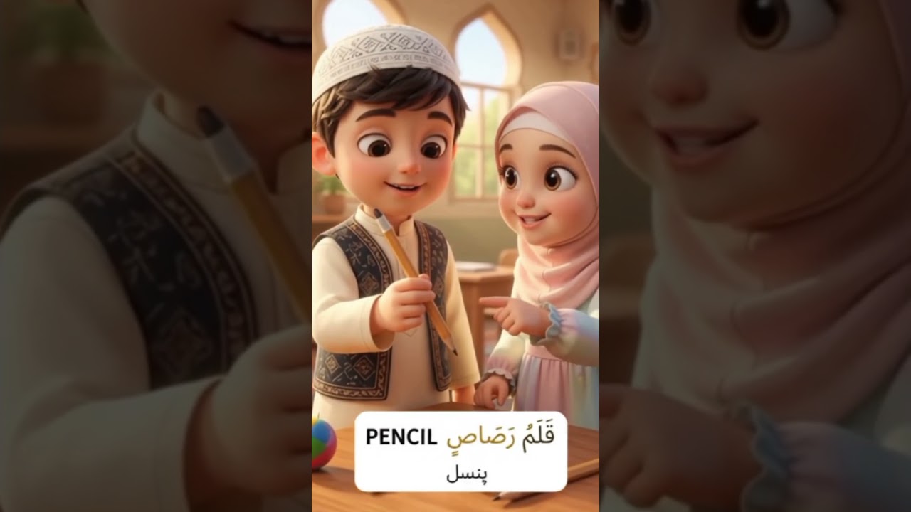 Learn Arabic & English with Ahsan and Uswa 🌙 | 3D Cartoon #Shorts