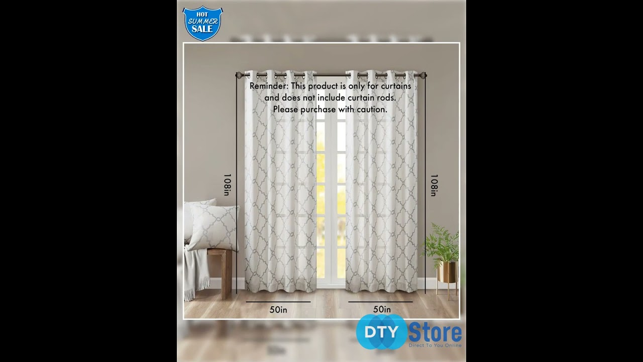 Fretwork Print Grommet Top Window Curtain Panel(Only 1 Pc Panel)