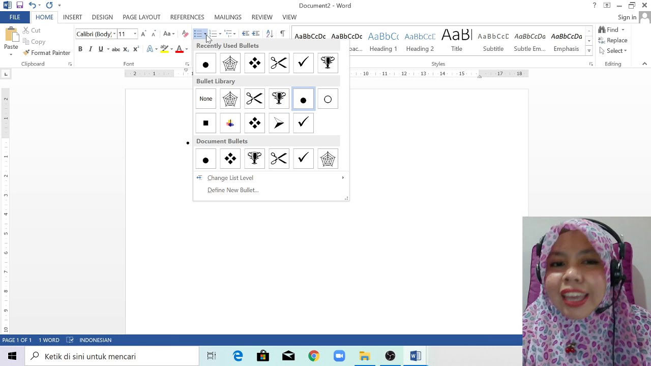 Tutorial Microsoft Word - Bullets Numbering - YouTube