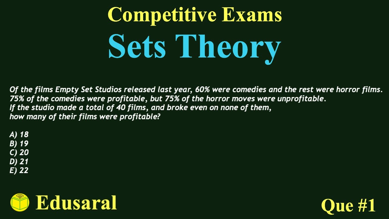 Set Theory - Que #1 | Arithmetic | Competitive Exams | GMAT-CAT  | Edusaral