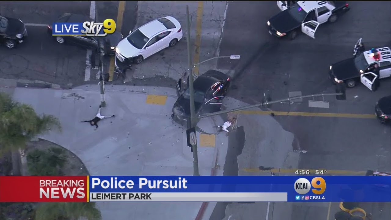 Car Slams Into Vehicle During Police Pursuit In South LA - YouTube