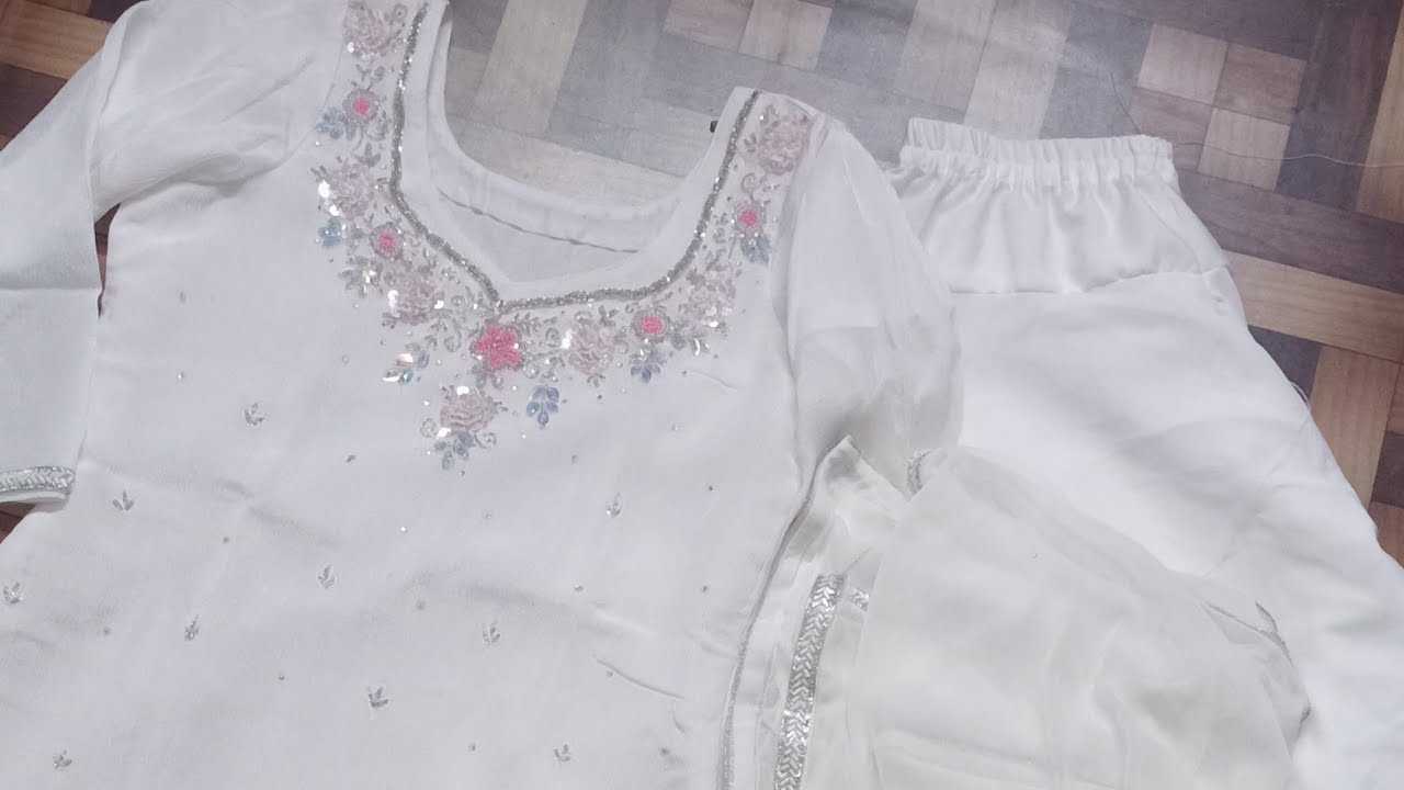 Beautiful 😍 hand embroidery neck design 😍#dress #fashion