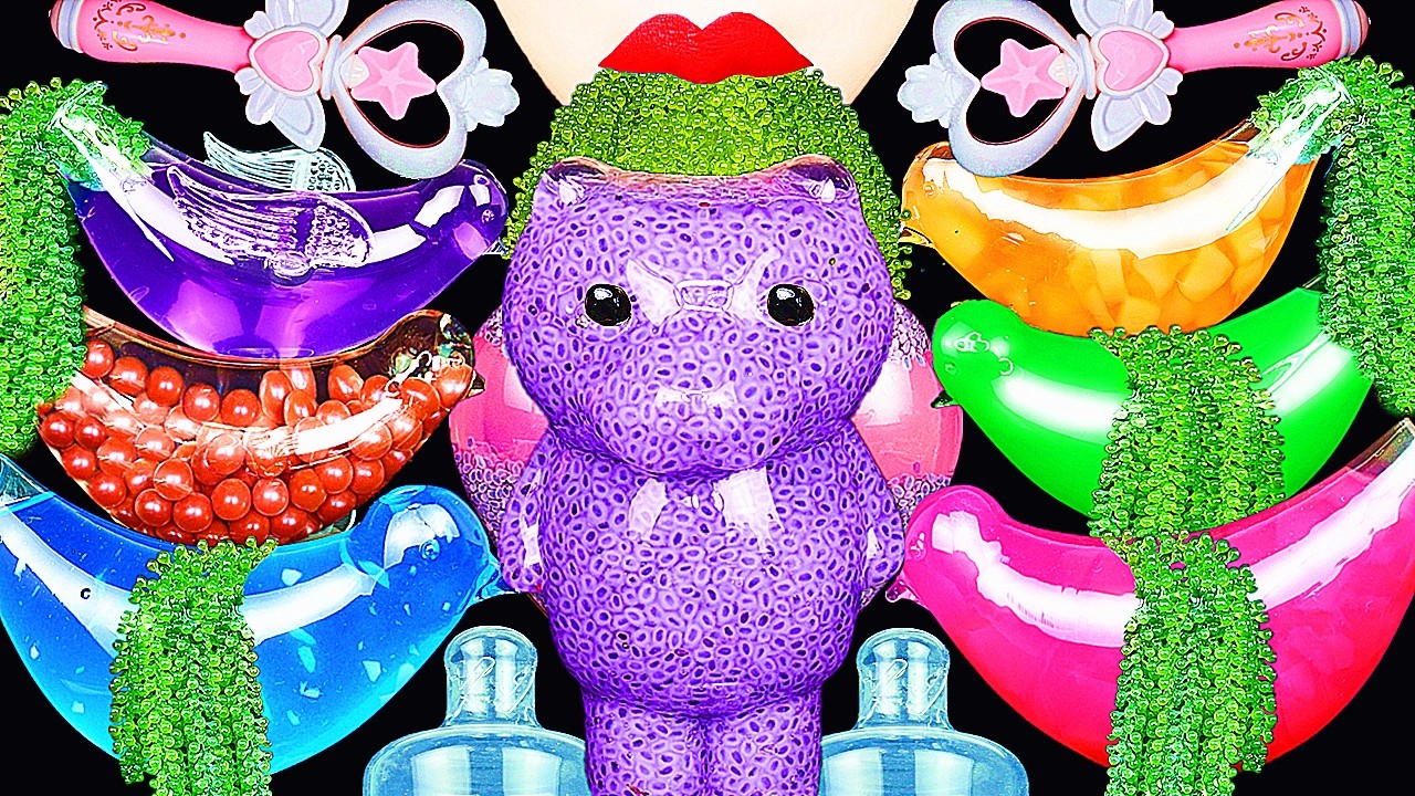 ASMR RAINBOW DRINKS *CHOCO BOBA TEA, FAIRY DUST, FROG EGGS, BIRD GLASS SATISFYING DRINKING SOUNDS 먹방