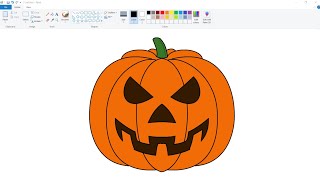 How to draw Halloween Pumpkin in Computer Using Ms Paint | Halloween Drawing | Ms Paint Drawing.