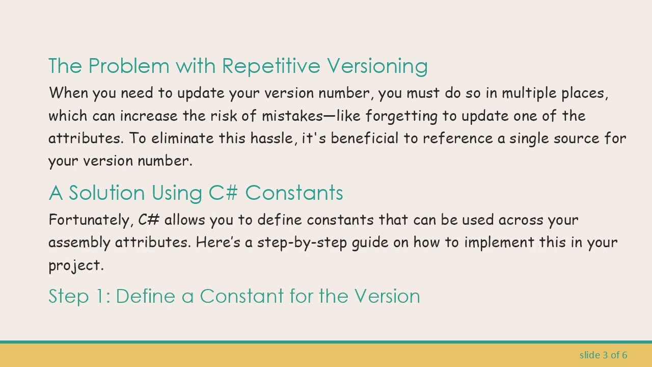 How to Avoid Repeated Constant Version Strings in .NET AssemblyVersion and AssemblyFileVersion