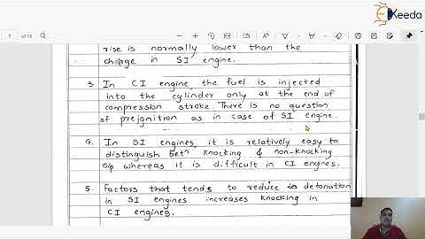 Differences in Knocking Phenomenon in S I and C I Engines - Compression Ignition Engines