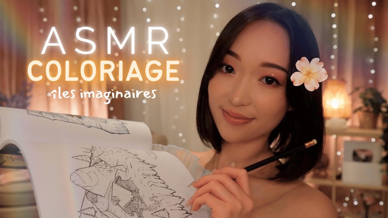 ASMR 1H 🌸 Coloriage d'une île imaginaire 🏝️ feutres & chuchotements pour t’endormir