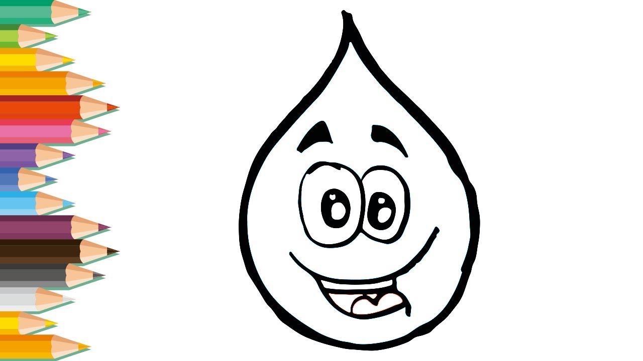 Drawing And Coloring A Happy Water Drop Super Easy Lovely Kids Youtube