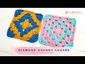 Crochet Diamond Granny Square Pattern Tutorial RaffamusaDesigns Crochet Diamond Granny Square Pattern Tutorial RaffamusaDesigns
