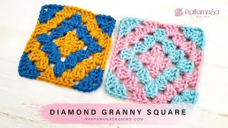 Crochet Diamond Granny Square Pattern Tutorial | RaffamusaDesigns