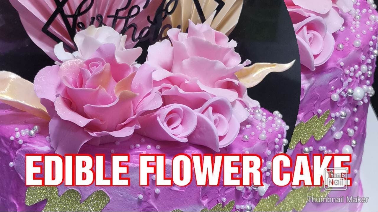 edible pink flower cake / how i design or decorate an edible flower