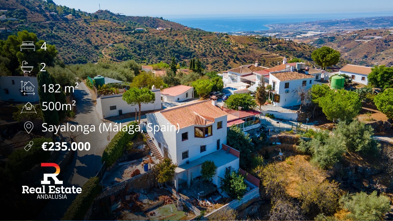 €235,000 4 Bed Andalusian Villa with Stunning Mountain Views | Sayalonga, Spain (Costa Del Sol)