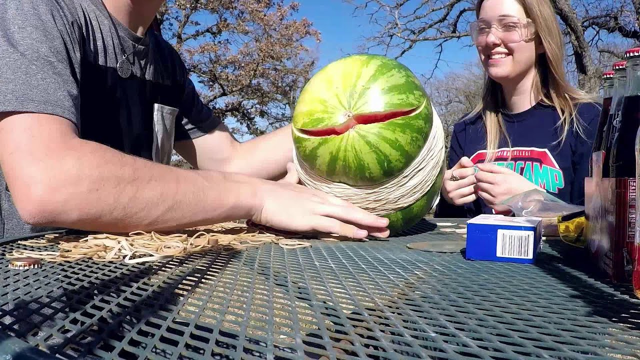 Watermelon Rubberband Challenge YouTube