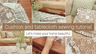 DIY Cushion and tablecloth sewing tutorials at home 🌱 | Sewing Tutorial