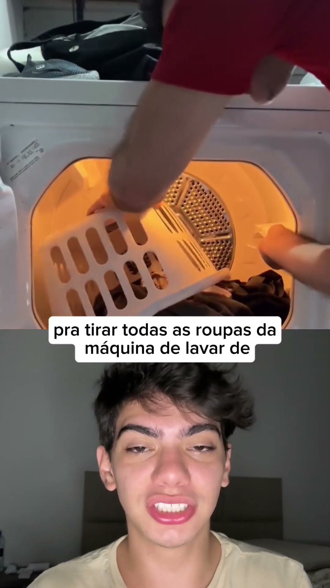 ? Gire o tambor da máquina com a cesta dentro e retire todas as roupas de uma vez! Simples e genial