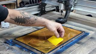 trying to use color in a epoxy photo v-carve, gold dragon