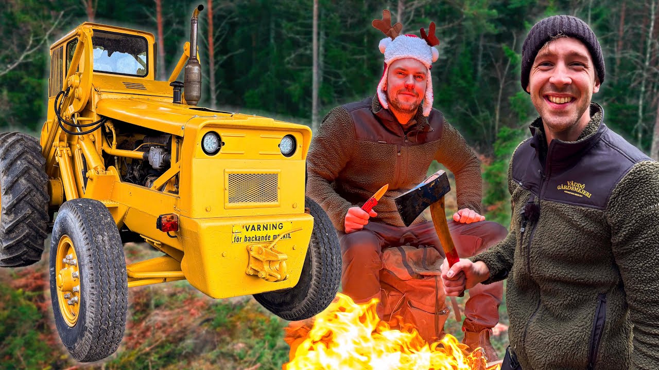 Skogsarbete & julgransjakt (Viktor visar upp Volvo BM 218)