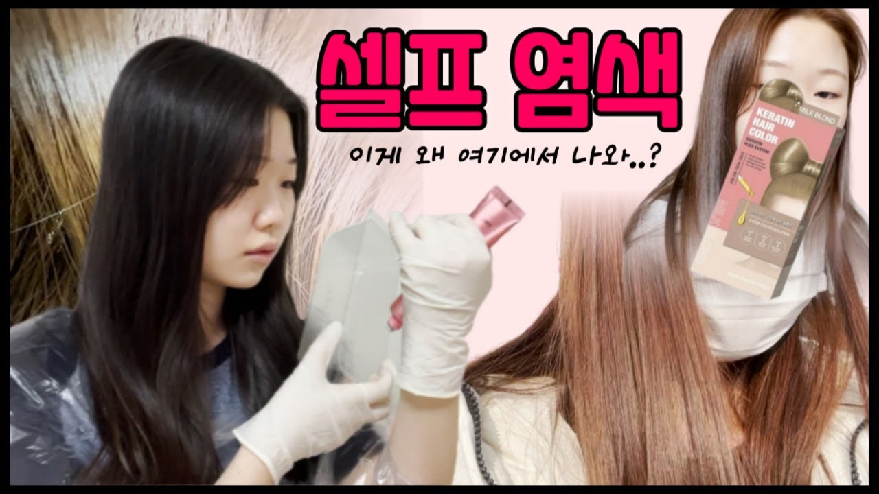 💇‍♀️탈색 없이 자연모 셀프염색💇‍♀️ 키트에서 벌레 나옴+머리카락 얾=성공? / 모레모 케라틴 헤어컬러 밀크 블론드