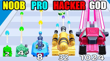 NOOB vs PRO vs HACKER vs GOD Tank Run 2048