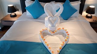 how to make beautiful bed decoration||Art for towel||towel folding swan||RB LOV#viralvideo