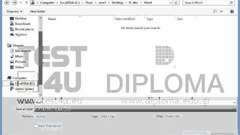 Save the current document, using the file name test1.docx, in IL-ates\Word folder found on the...