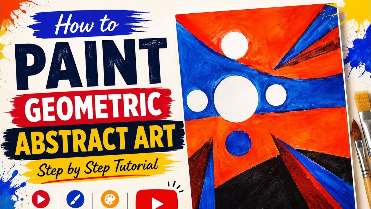 HOW TO PAINTING GEOMETRIC ABSTRACT ART | STEP BY STEP TUTORIAL . - YouTube