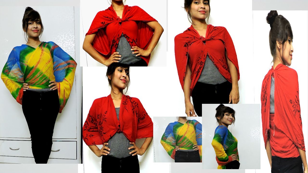 DIY Style DUPATTA/SCARVES in new different ways / stylish top/ cape