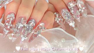 Deep Autumn Vibes 🍂 Rose Chrome Nail Art | Making Chrome Charms ✨ | Handmade Charms screenshot 5