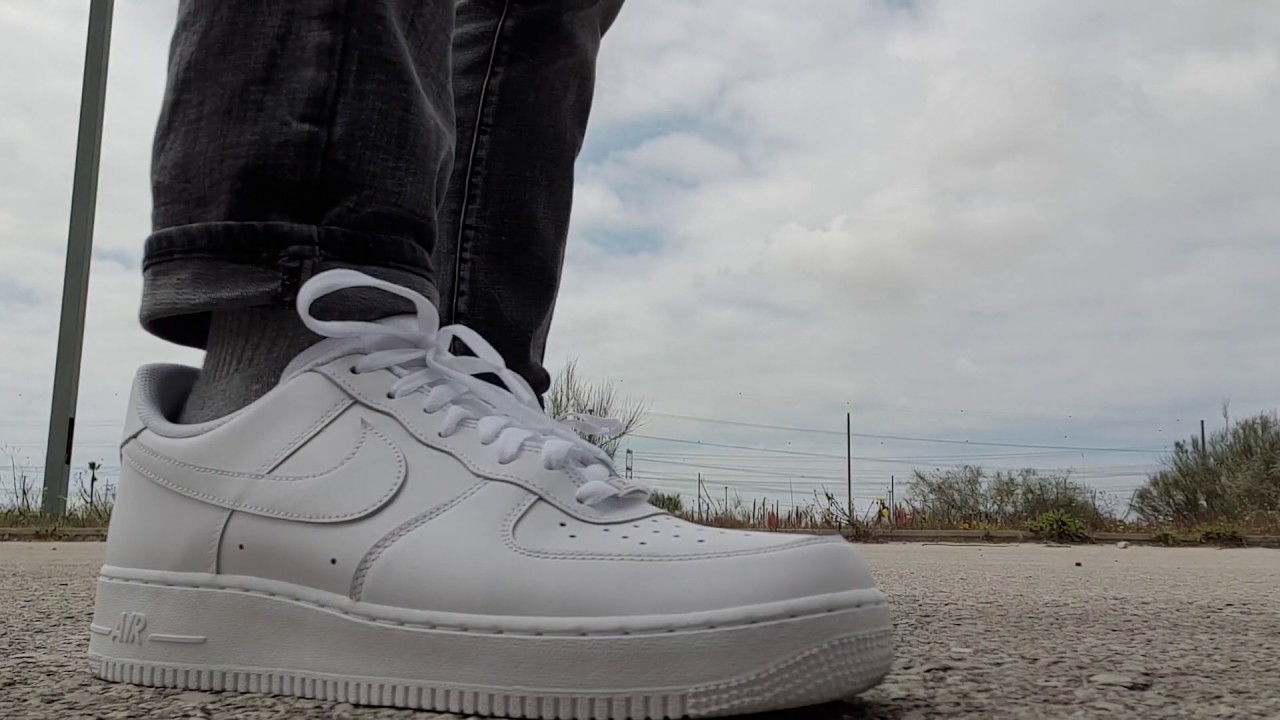 Nike Air Force 1 '07 White/White on feet - YouTube