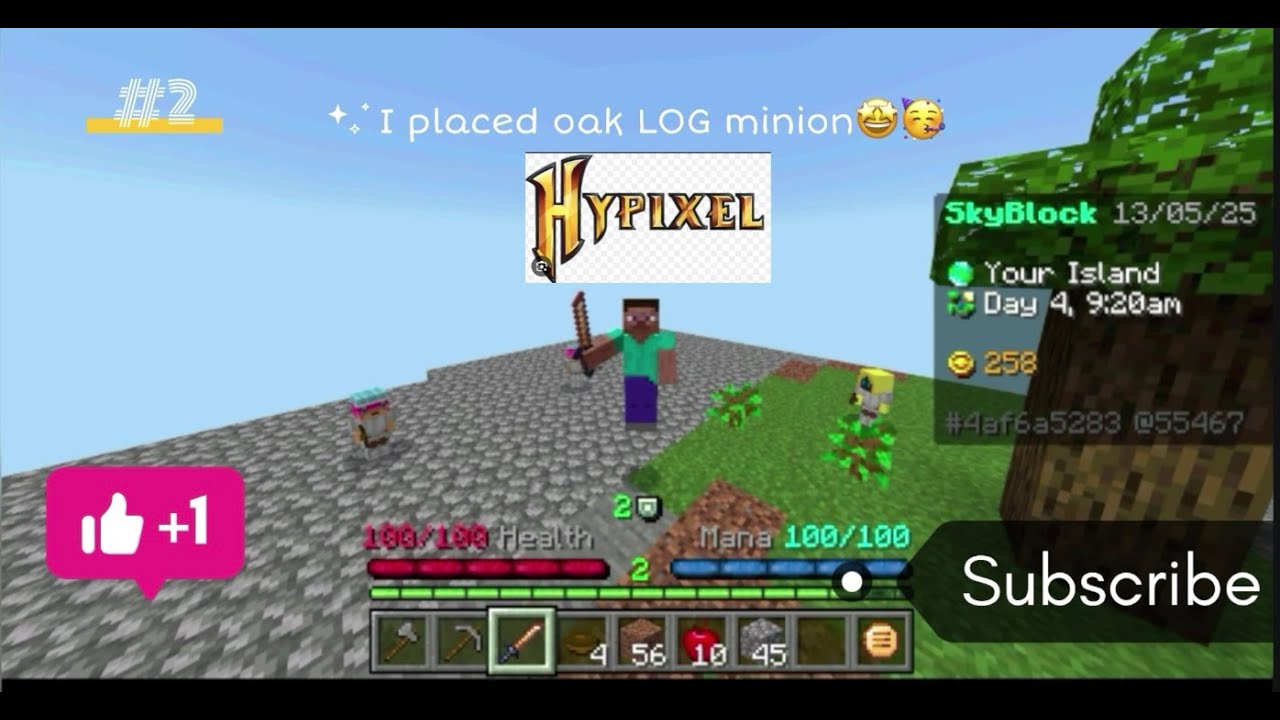#2  hypixel sky block I crafted oak log minion🤩 