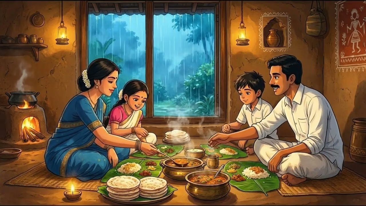 Cozy Monsoon Cooking on a Wood Fire | Ghibli ASMR