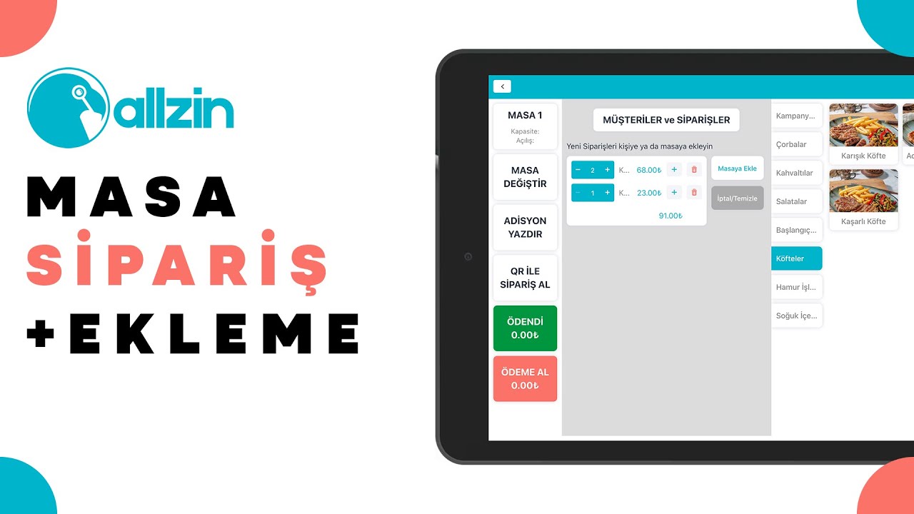 POS Sistemi Masaya Sipariş Ekleme (Adisyon Oluşturma) Nasıl Yapılır?