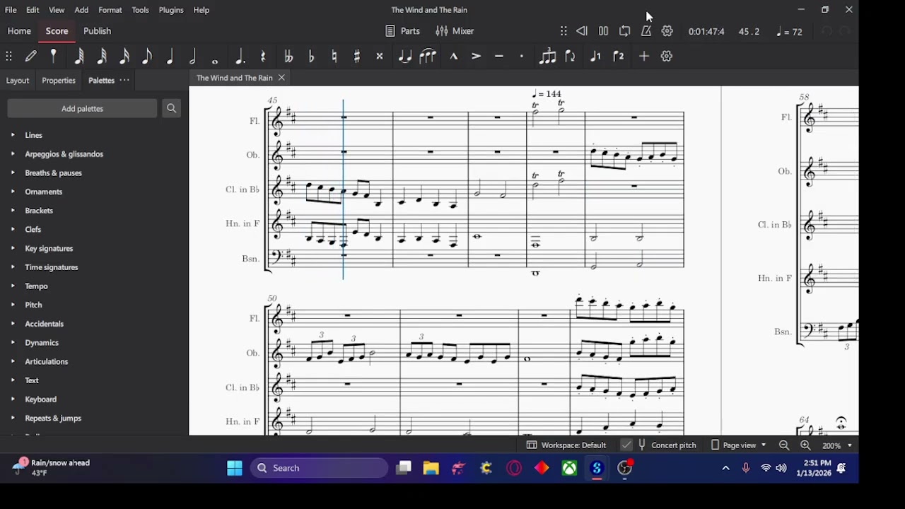 The Wind and The Rain for Woodwind Quintet by Noah Garland