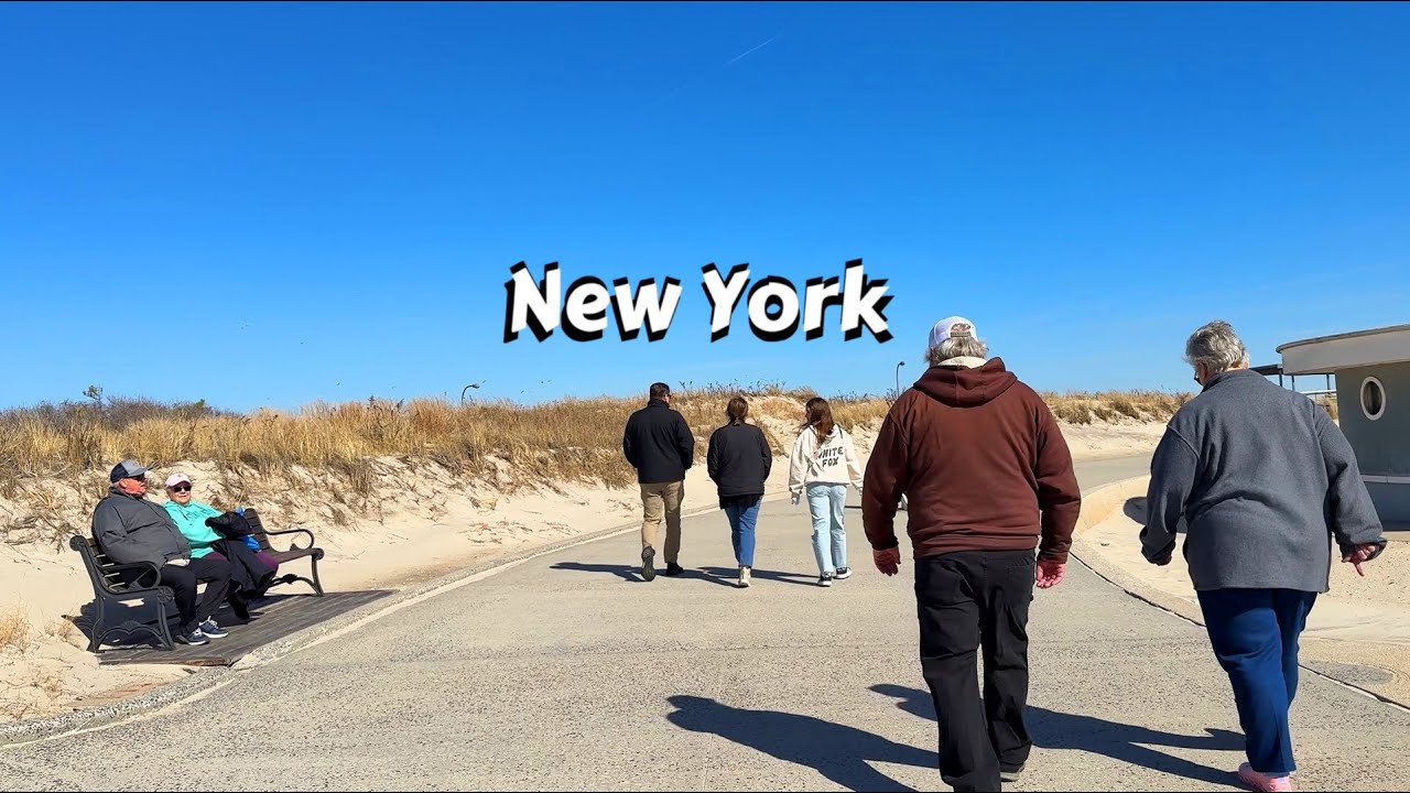 Walking at Jones Beach, New York | Peaceful Coastal Walk on a Sunny Day 4K