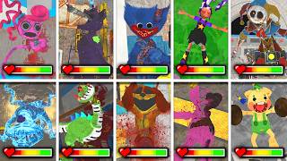 Poppy Playtime 1, 2, 3, 4, 5 - All Deaths And Jumpscares In Bright Mode With Healthbars