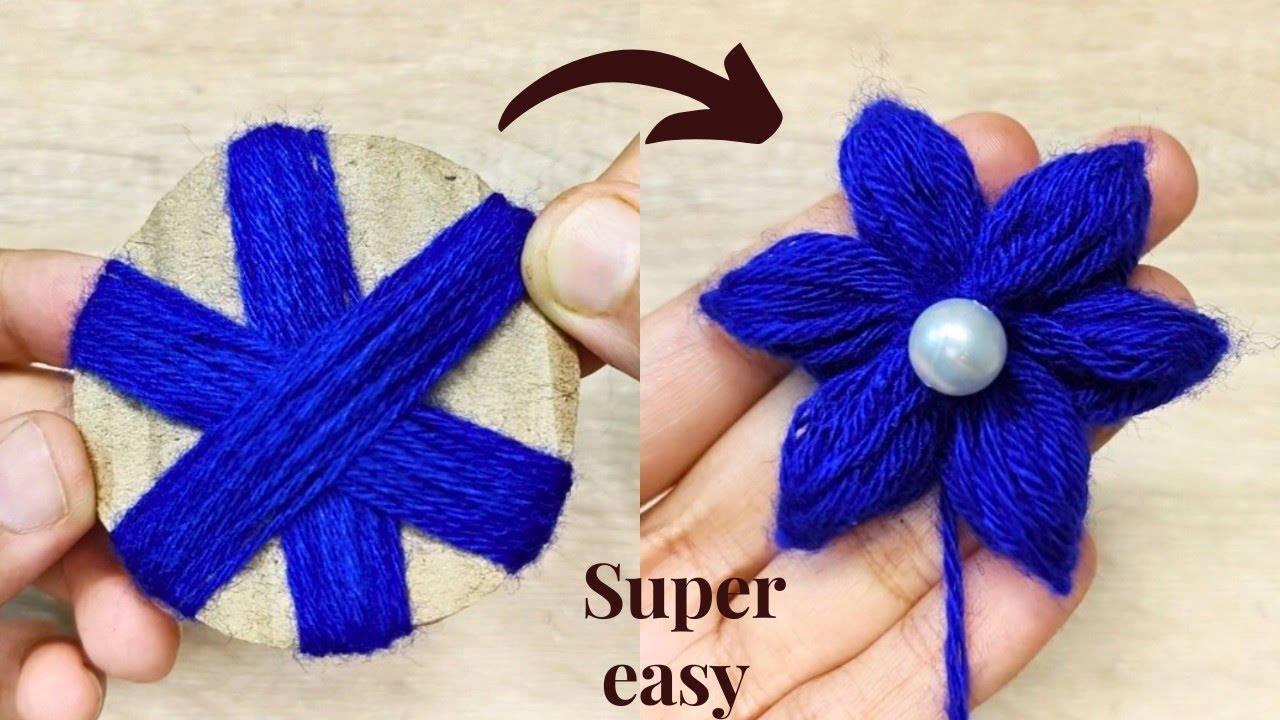 Beautiful flower using woolen thread🧶for beginners - YouTube
