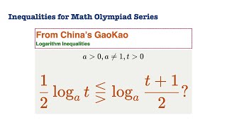 Inequalities for Math Olympiad:  A Logarithm Inequality Problem from China's College Entrance Exams