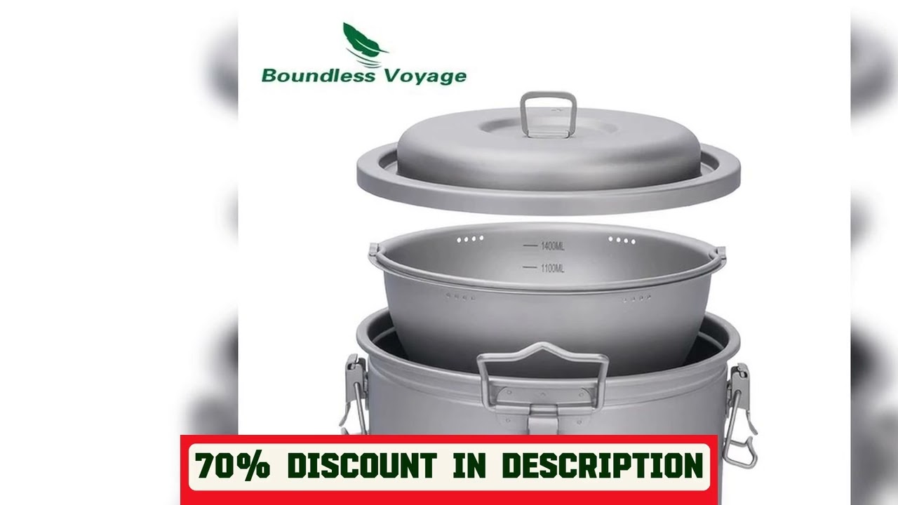 A must-have product! Boundless Voyage Titanium Camping Pot 3.2L Multifunctional Cooker Ultralight