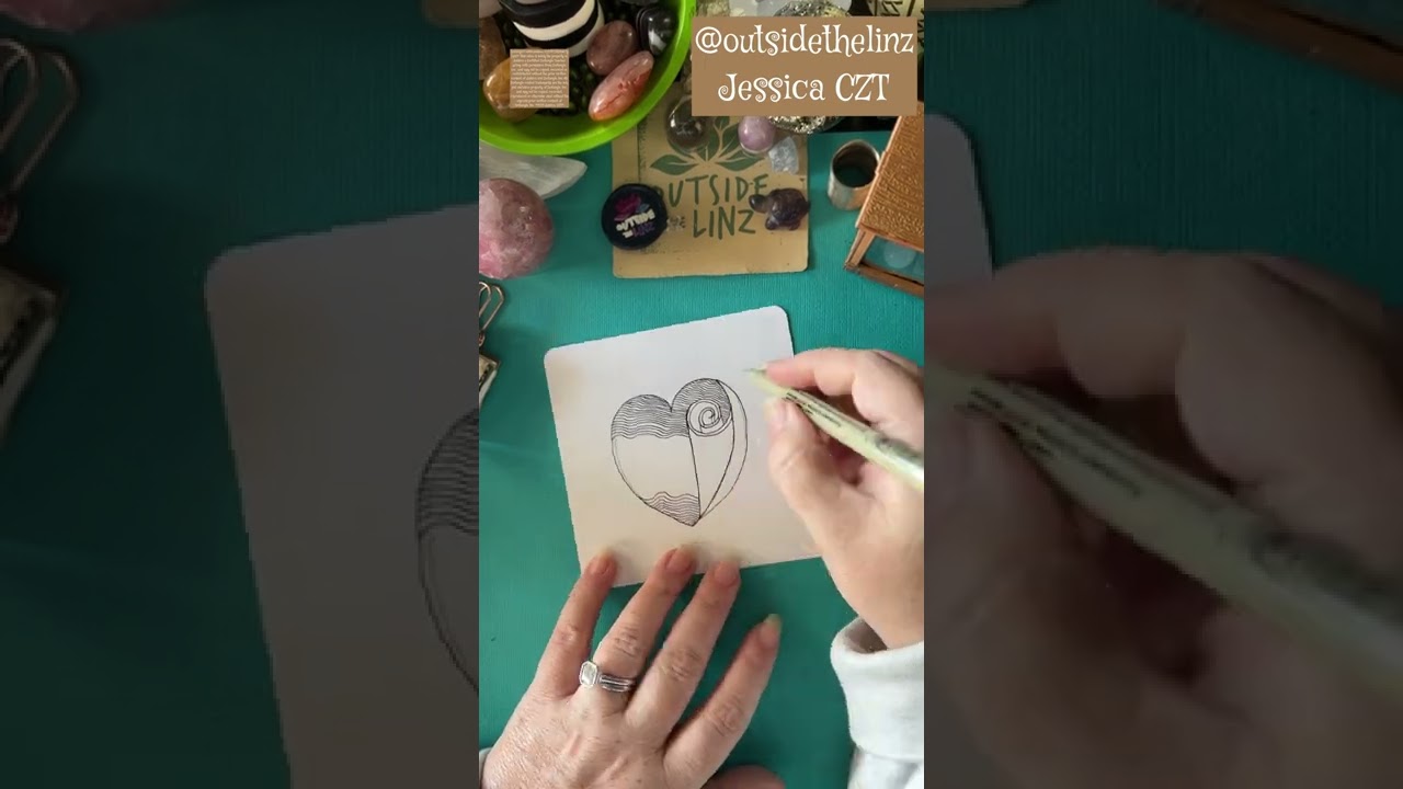 Tangle Love Scroll by Jessica CZT with Outside the LinZ also a sticker in my Etsy shop link below.