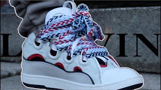 Grey Lanvin Sneakers White Lanvin Gray Leather Curb Sneakers