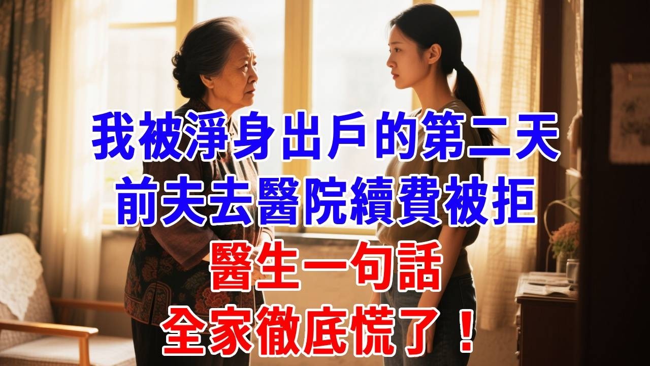 我被淨身出戶的第二天，前夫去醫院續費被拒，醫生一句話，全家徹底慌了！