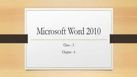 25/09/2020|| Class - 3|| sub Computer|| chapter 6 || Microsoft word 2010