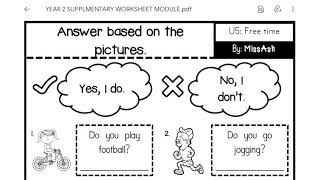 Year 2 Supplementary Worksheets Module page 5 by Miss Ash