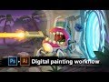 Photoshop and Illustrator Digital Painting Workflow