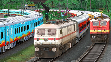 LHB and UTKRISHT OVERTAKE ICF BLUE EXPRESS TRAIN | BUMPY RAILROAD | RAILWORKS SIMULATOR | NTG GAMING