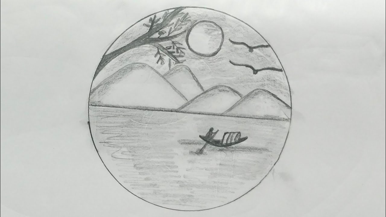 Sunset Basic Shading How to draw Sunset Scenery with Pencil Shading || SK Drawing || Pencil ...